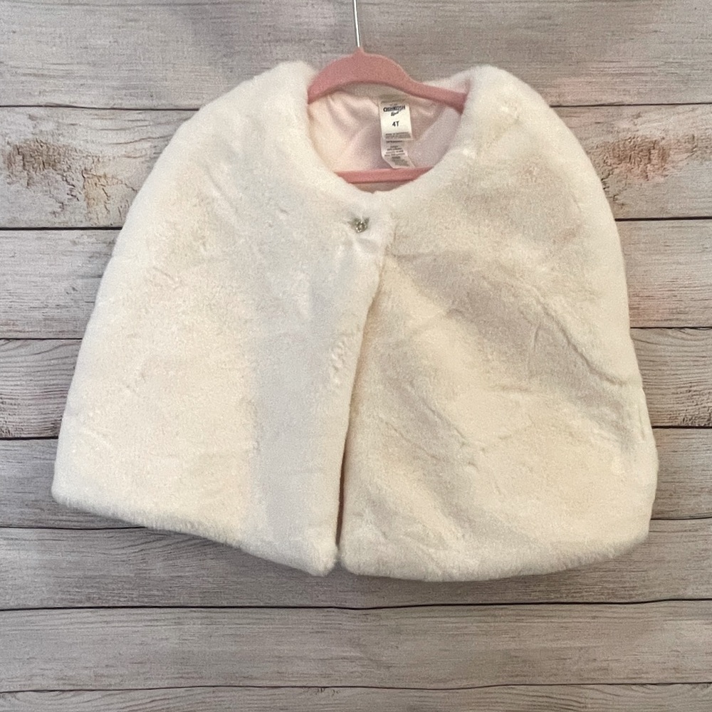 Oshkosh B’gosh Toddler 4T white faux fur cape